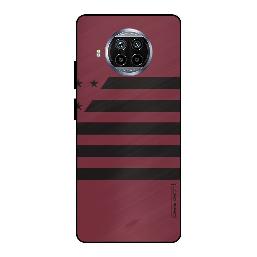 Maroon Star Striped Metal Back Case for Mi 10i