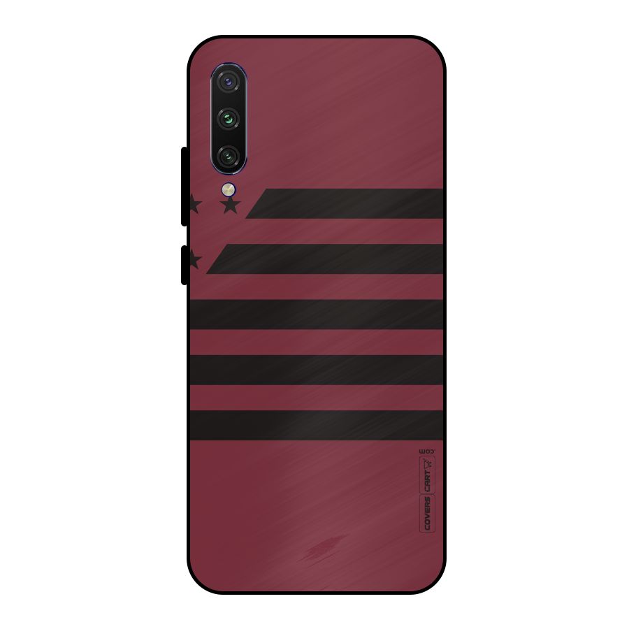 Maroon Star Striped Metal Back Case for Mi A3