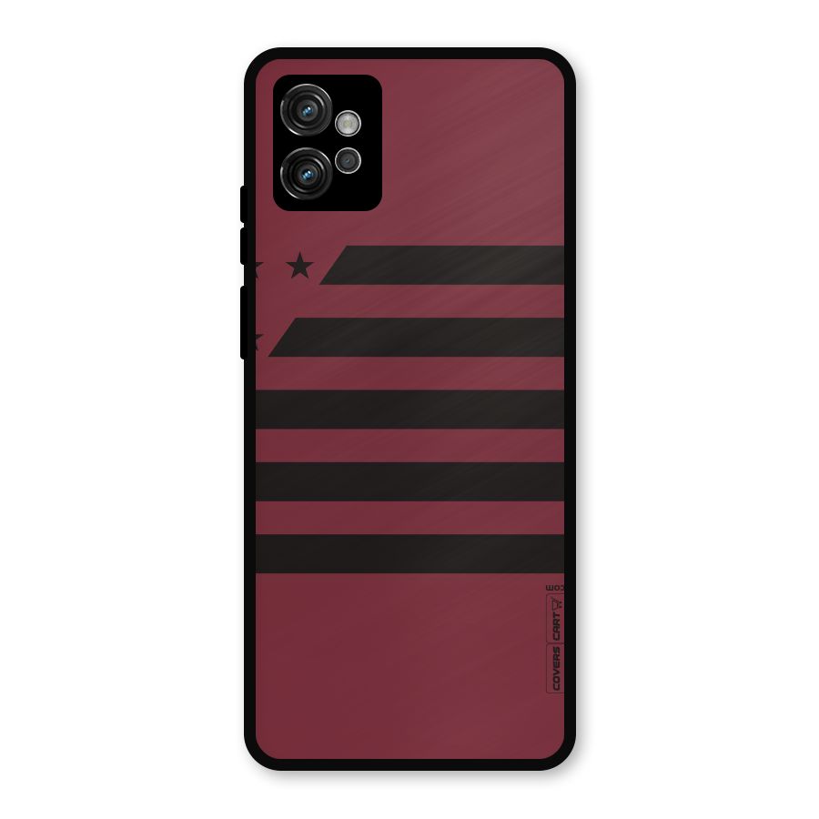 Maroon Star Striped Metal Back Case for Moto G32