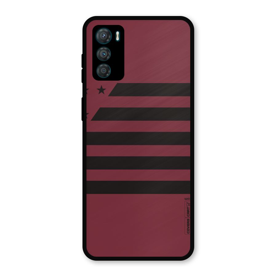 Maroon Star Striped Metal Back Case for Moto G42