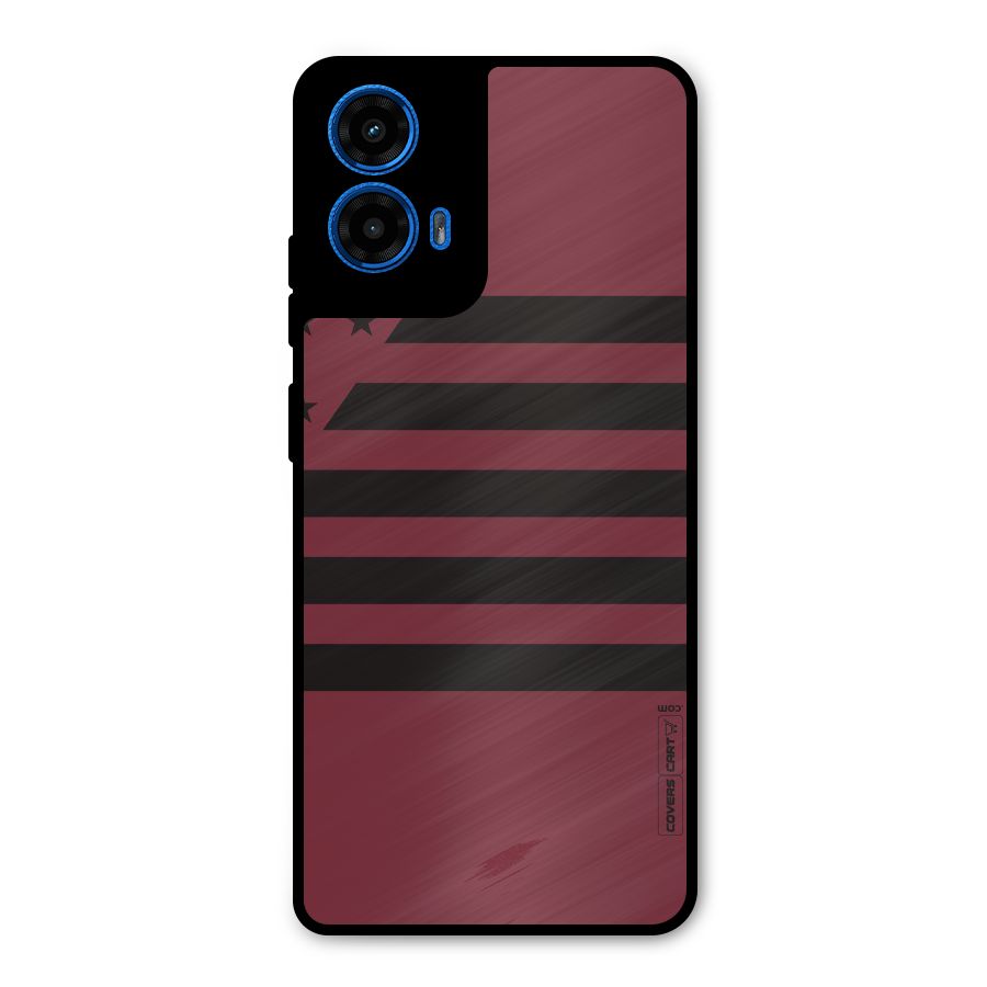 Maroon Star Striped Metal Back Case for Moto G45