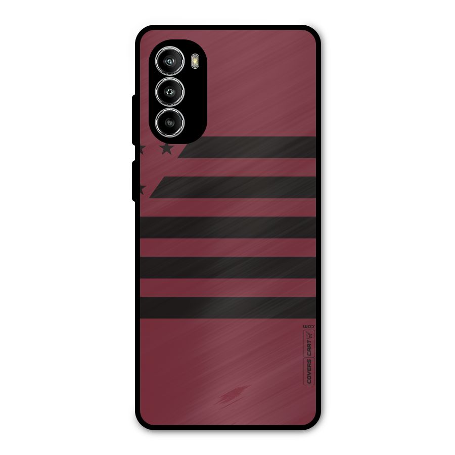 Maroon Star Striped Metal Back Case for Moto G52
