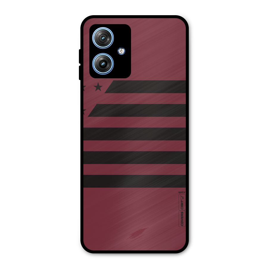 Maroon Star Striped Metal Back Case for Moto G54