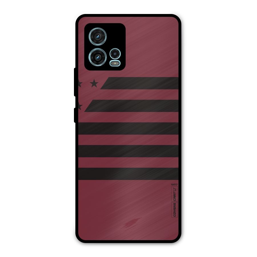 Maroon Star Striped Metal Back Case for Moto G72
