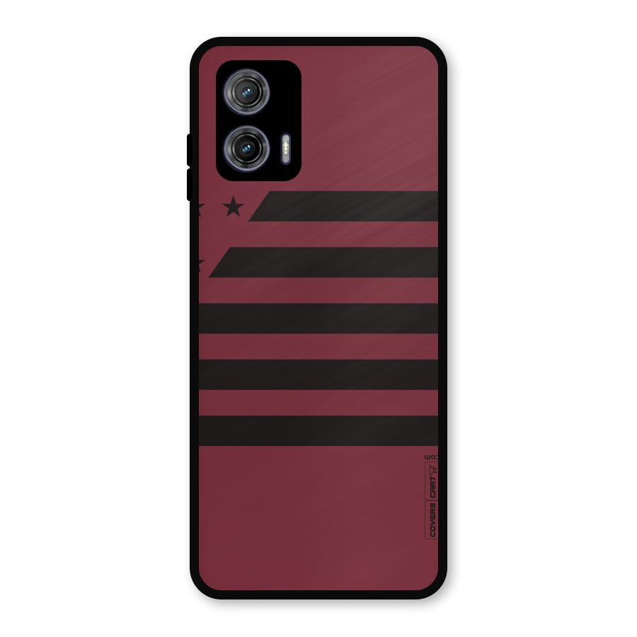 Maroon Star Striped Metal Back Case for Moto G73