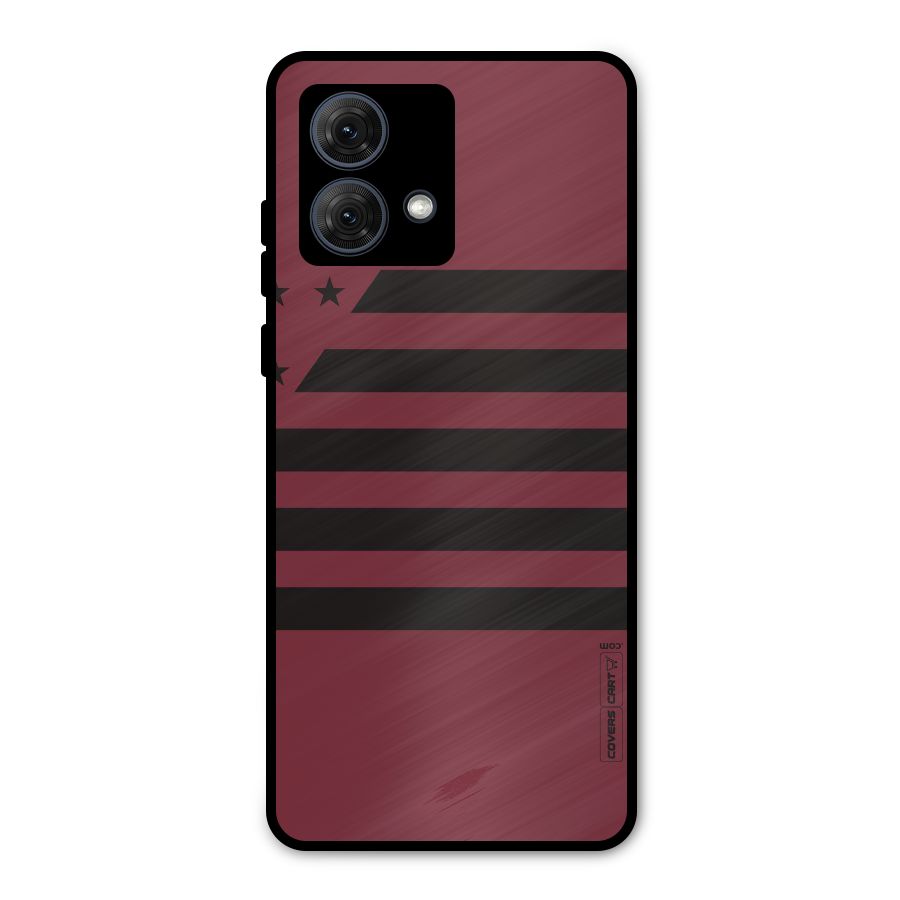 Maroon Star Striped Metal Back Case for Moto G84
