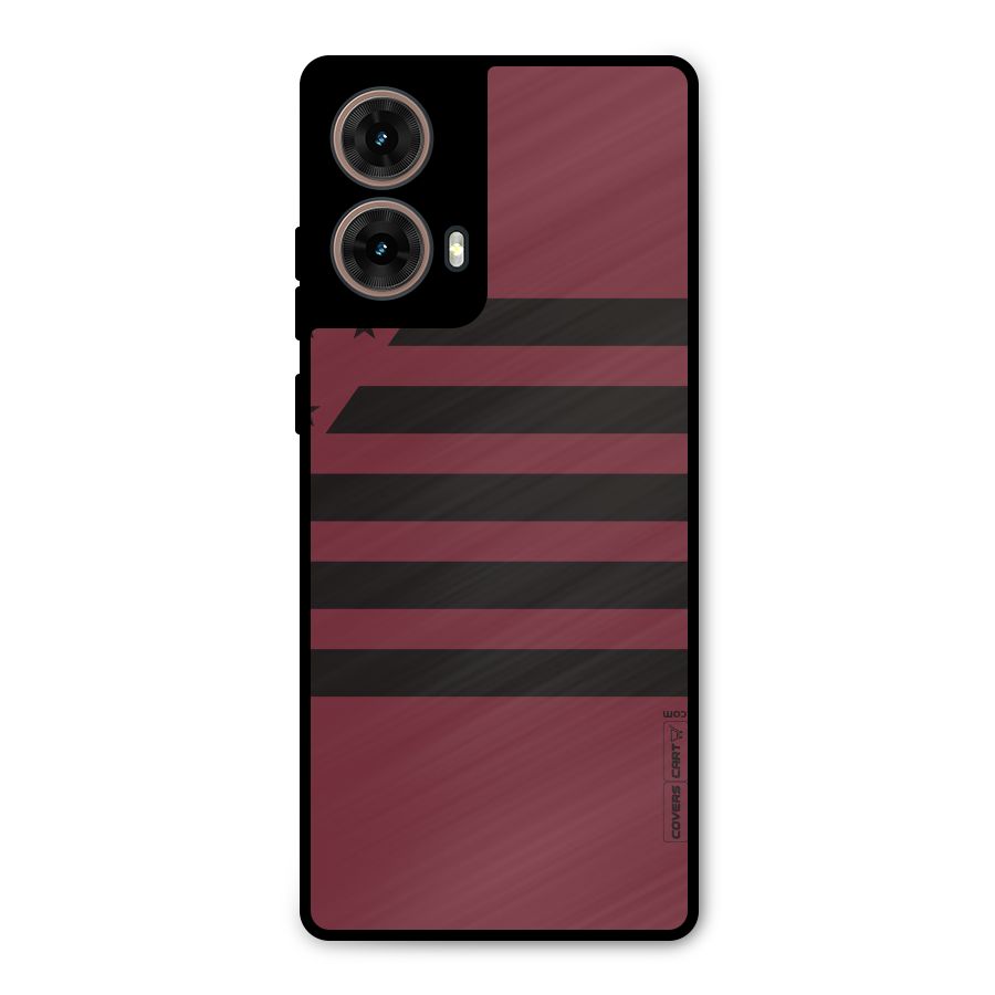 Maroon Star Striped Metal Back Case for Moto G85