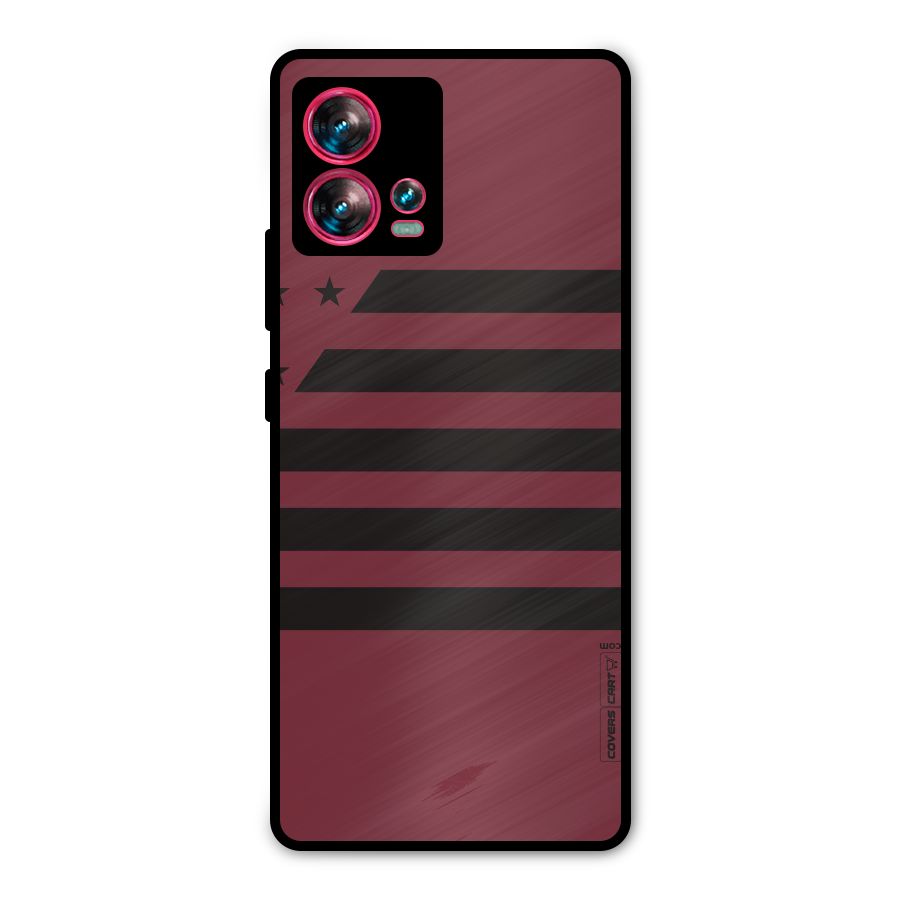 Maroon Star Striped Metal Back Case for Motorola Edge 30 Fusion