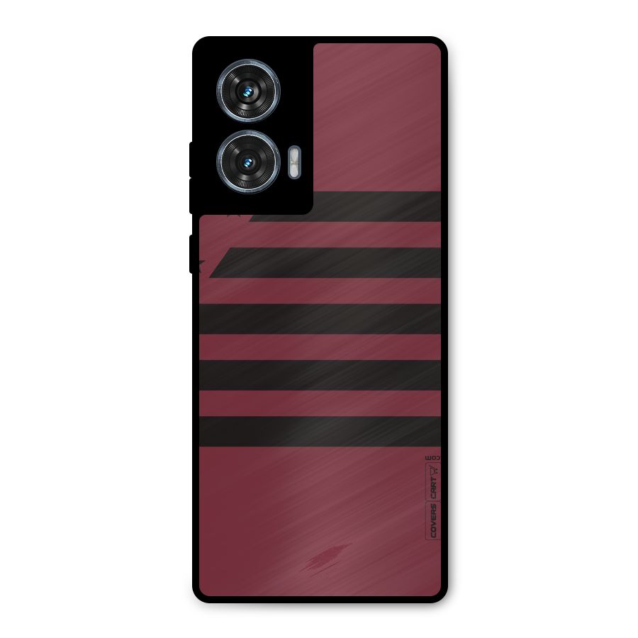 Maroon Star Striped Metal Back Case for Motorola Edge 50 Fusion