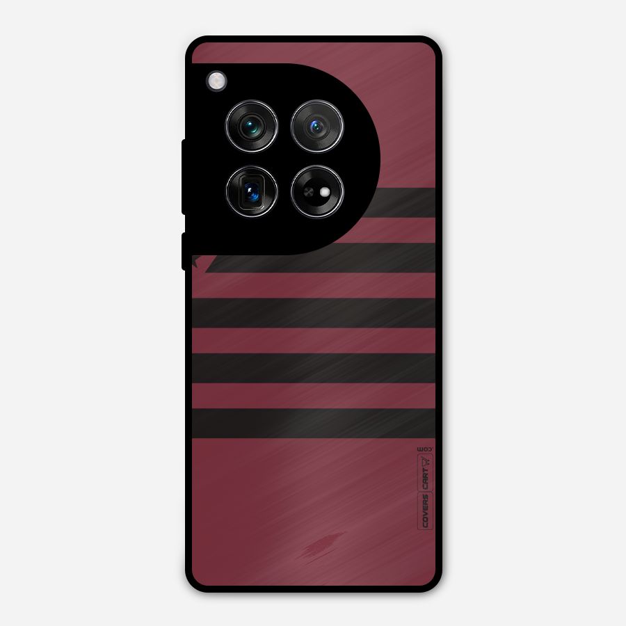 Maroon Star Striped Metal Back Case for OnePlus 12