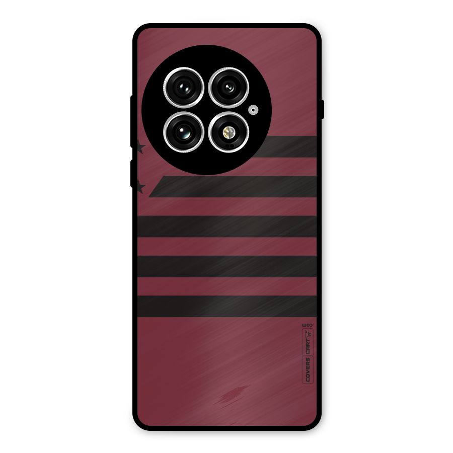 Maroon Star Striped Metal Back Case for OnePlus 13