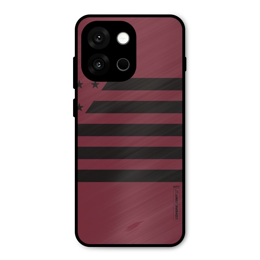 Maroon Star Striped Metal Back Case for OnePlus 13s