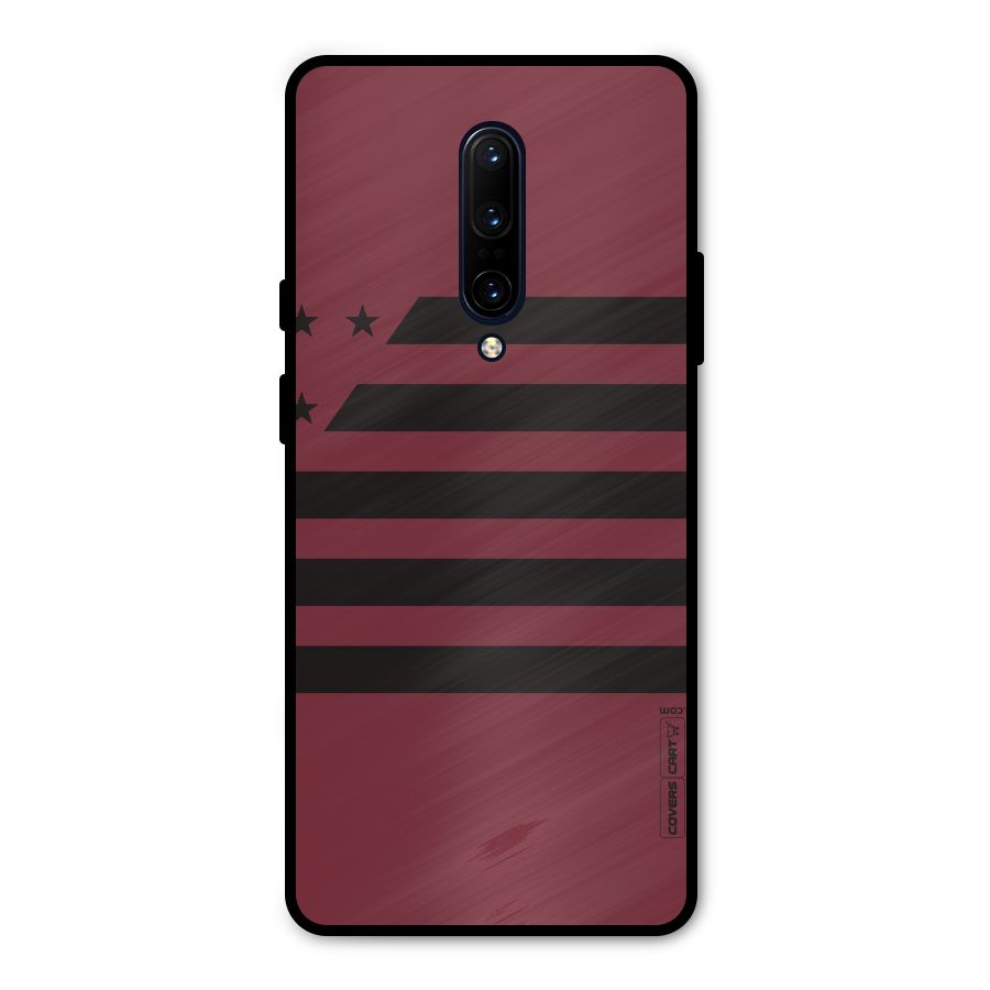 Maroon Star Striped Metal Back Case for OnePlus 7 Pro