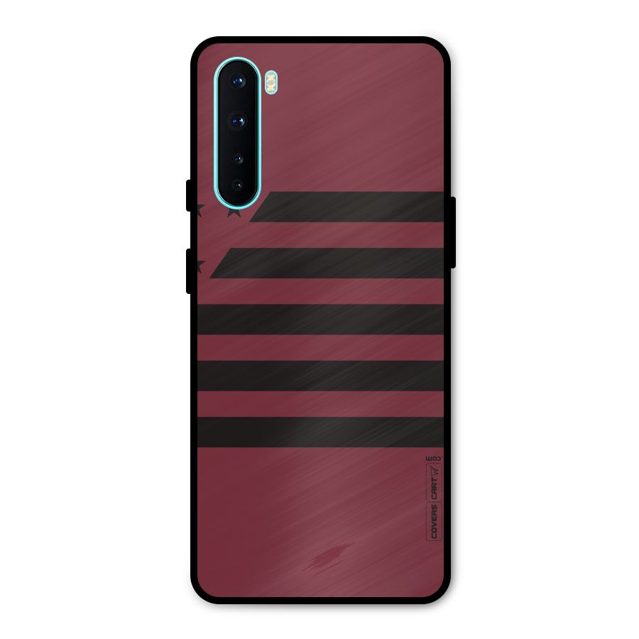Maroon Star Striped Metal Back Case for OnePlus Nord