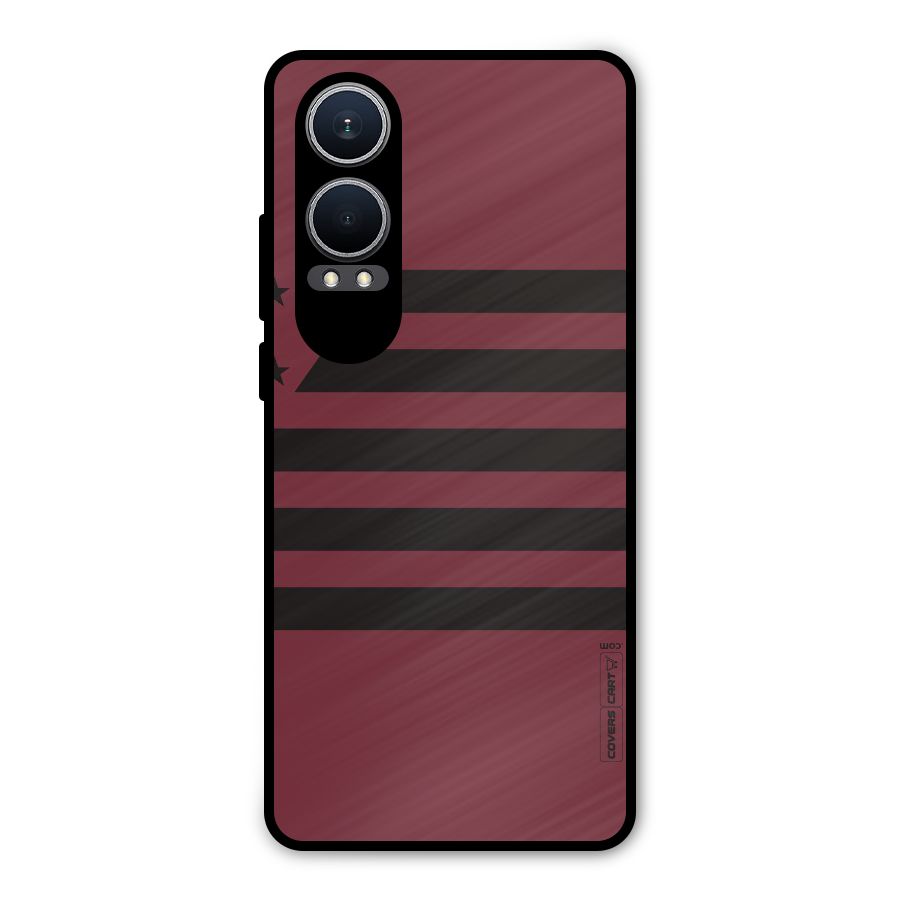 Maroon Star Striped Metal Back Case for OnePlus Nord CE4 Lite