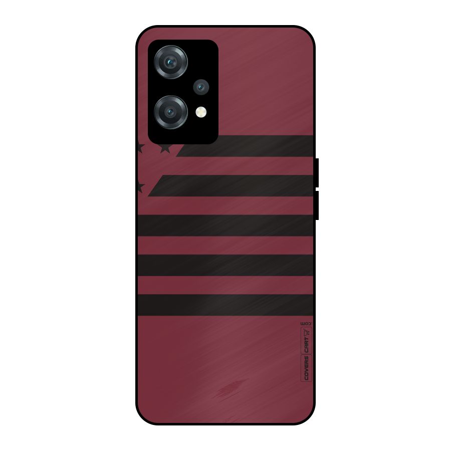 Maroon Star Striped Metal Back Case for OnePlus Nord CE 2 Lite 5G