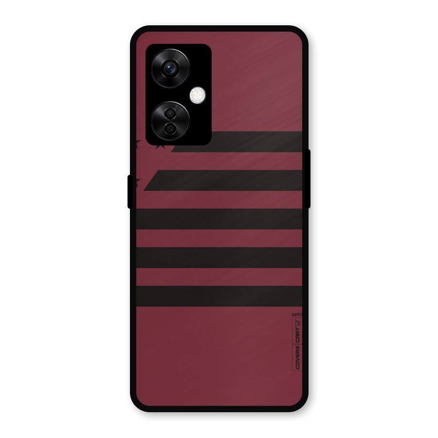 Maroon Star Striped Metal Back Case for OnePlus Nord CE 3 Lite