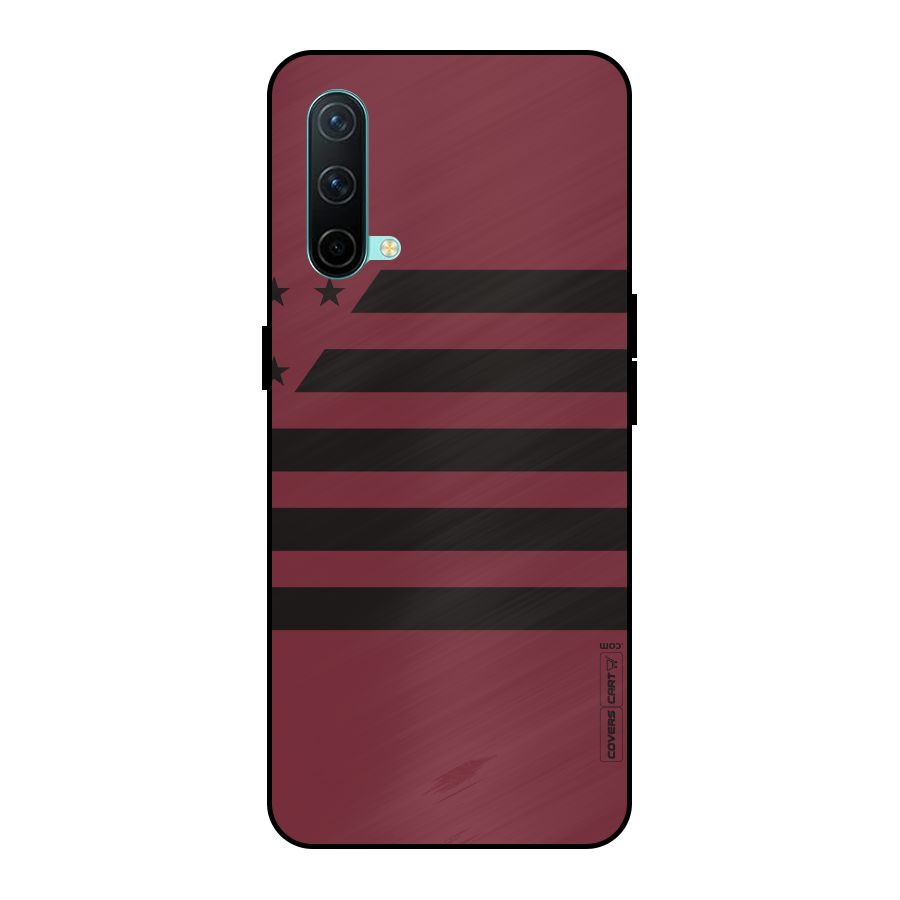 Maroon Star Striped Metal Back Case for OnePlus Nord CE 5G