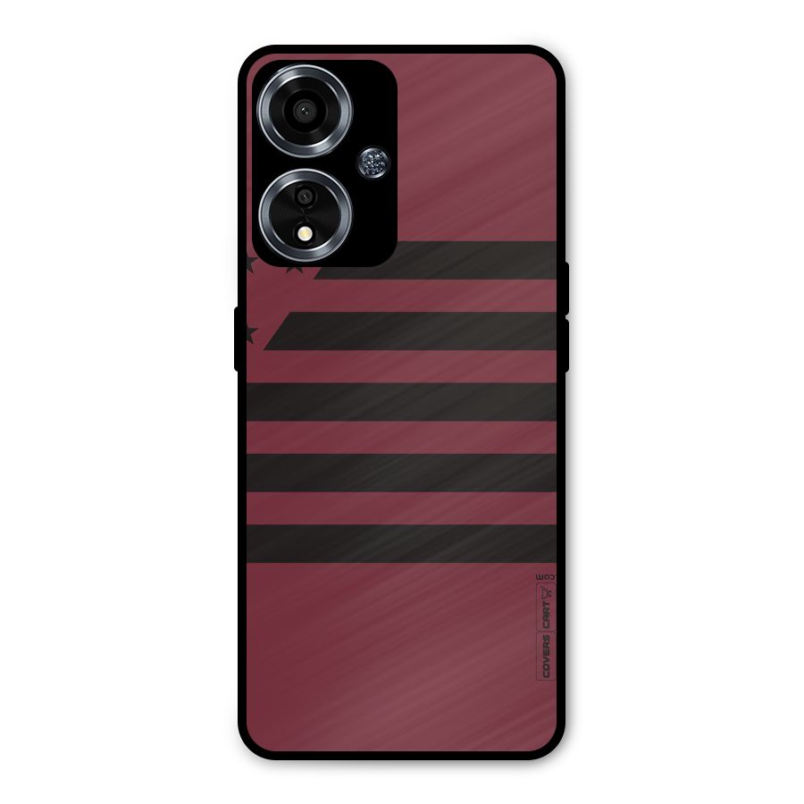 Maroon Star Striped Metal Back Case for Oppo A59