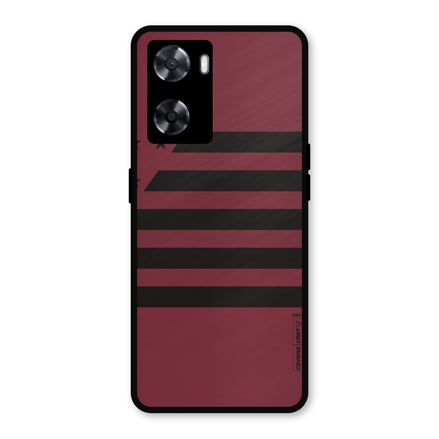 Maroon Star Striped Metal Back Case for Oppo A77s