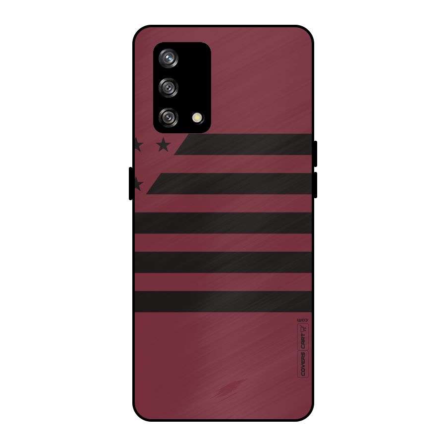 Maroon Star Striped Metal Back Case for Oppo F19