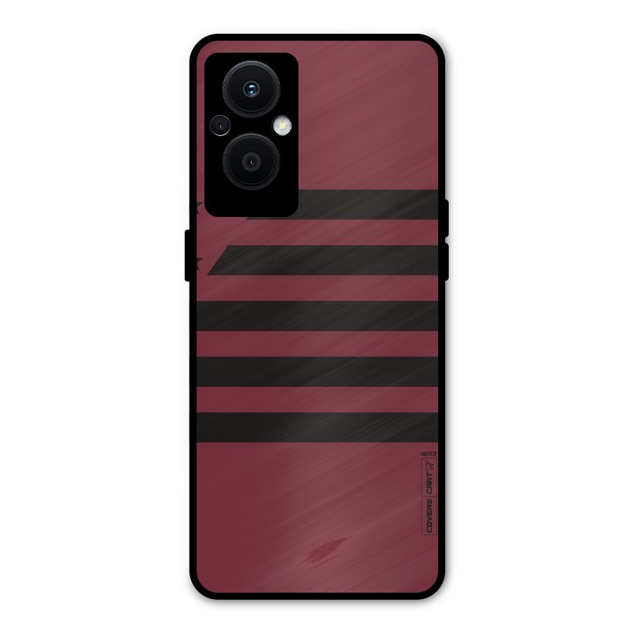 Maroon Star Striped Metal Back Case for Oppo F21 Pro 5G