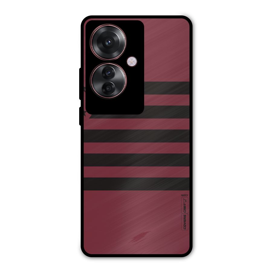 Maroon Star Striped Metal Back Case for Oppo F25 Pro