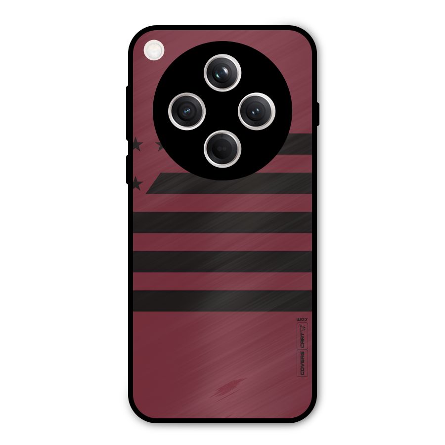 Maroon Star Striped Metal Back Case for Oppo Find X8