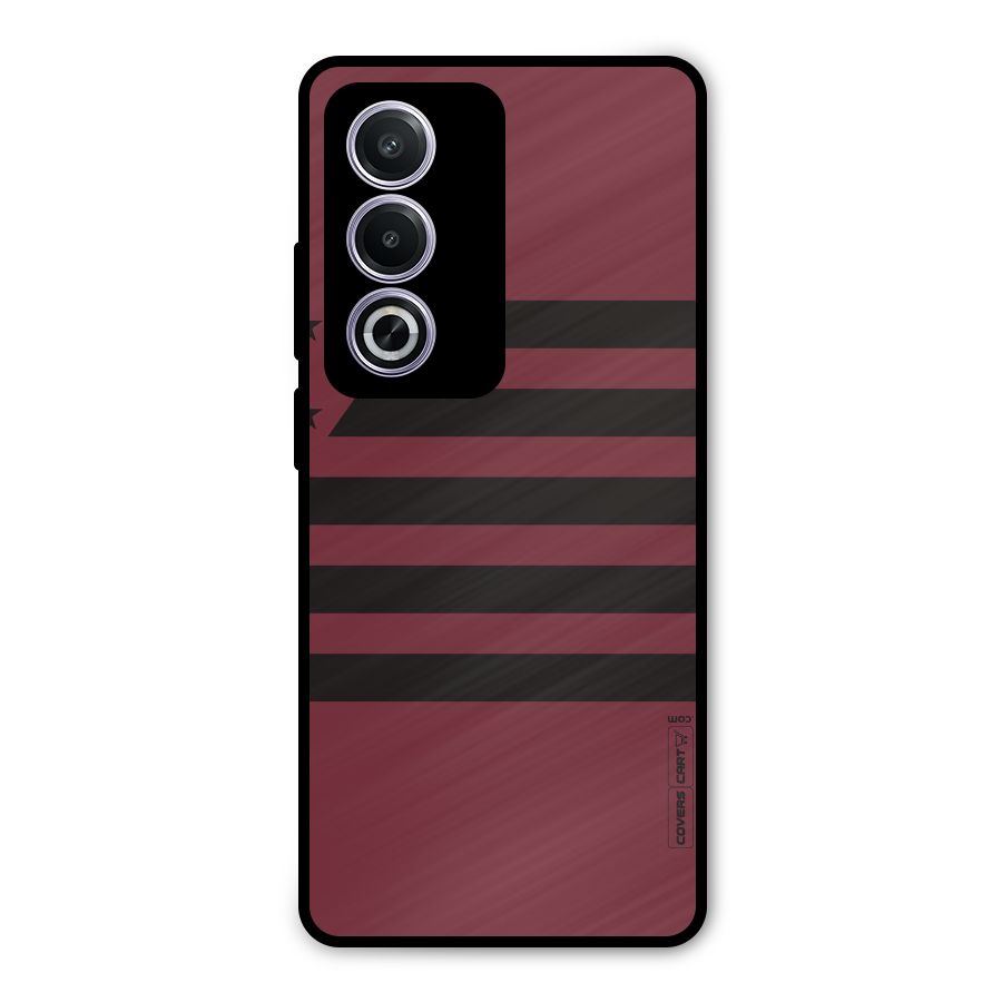 Maroon Star Striped Metal Back Case for Oppo K12x