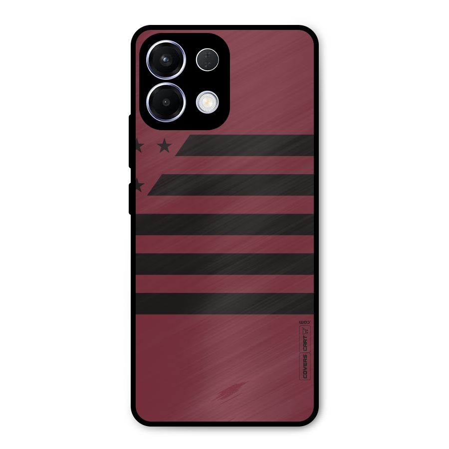 Maroon Star Striped Metal Back Case for Oppo K13