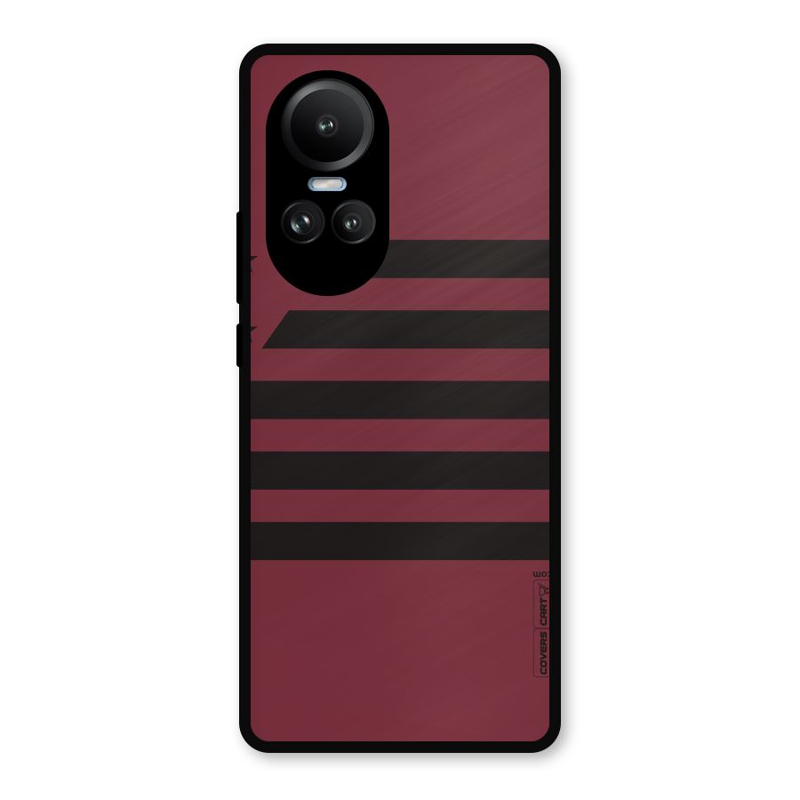 Maroon Star Striped Metal Back Case for Oppo Reno10
