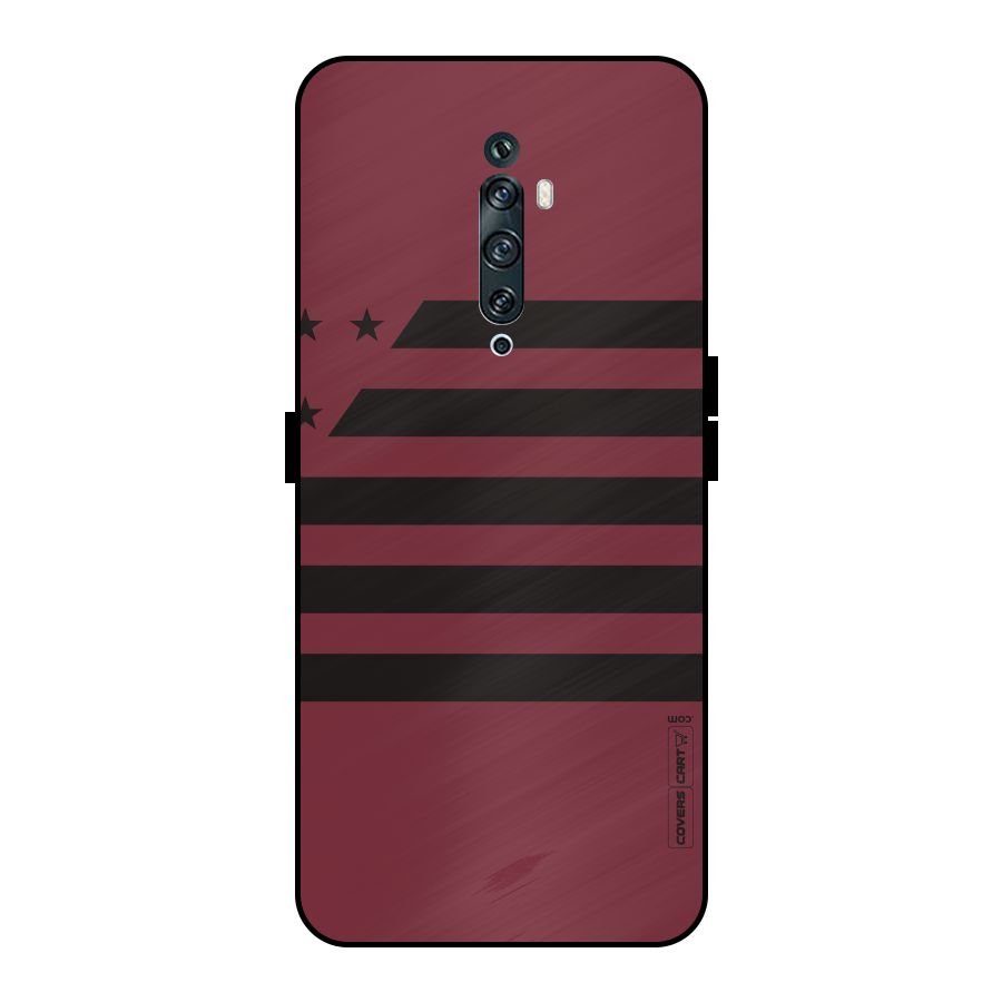 Maroon Star Striped Metal Back Case for Oppo Reno2 F