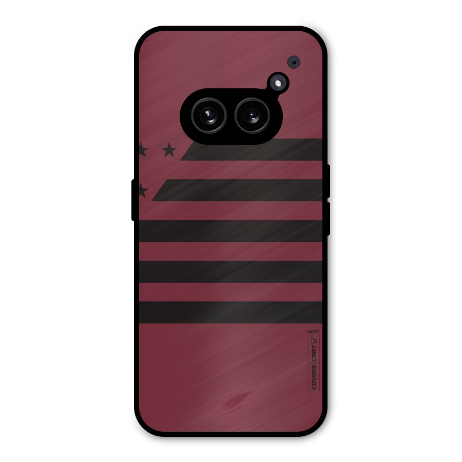 Maroon Star Striped Metal Back Case for Nothing Phone 2a