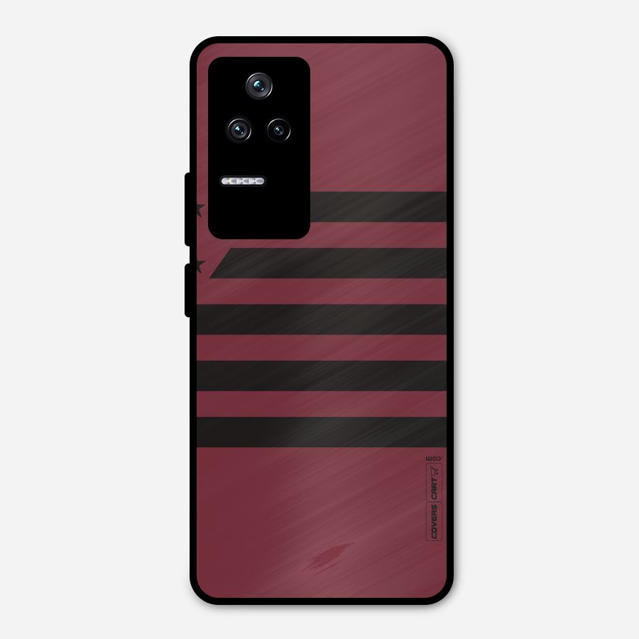 Maroon Star Striped Metal Back Case for Poco F4 5G