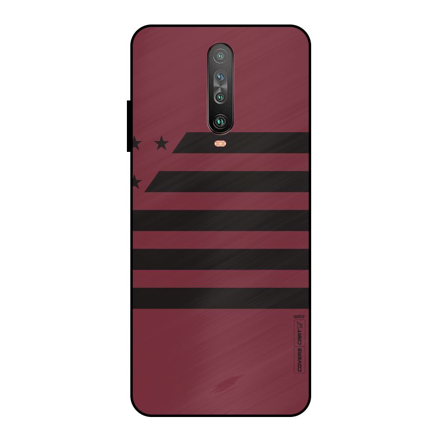 Maroon Star Striped Metal Back Case for Poco X2