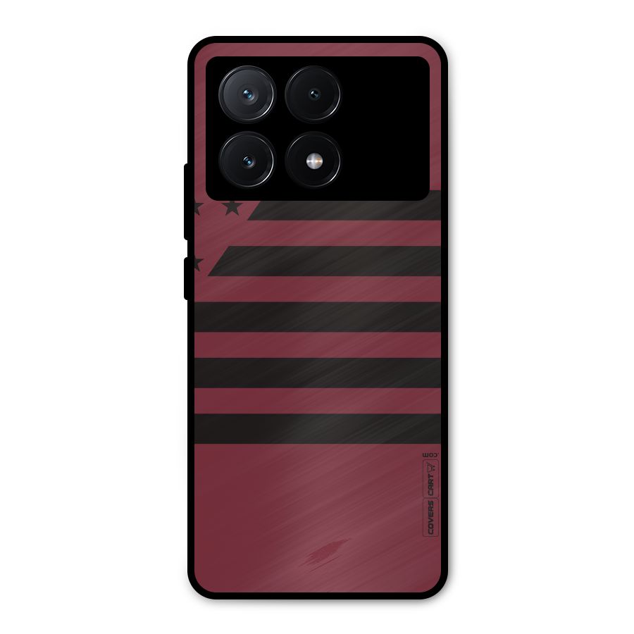 Maroon Star Striped Metal Back Case for Poco X6 Pro
