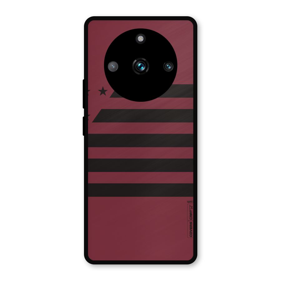 Maroon Star Striped Metal Back Case for Realme 11 Pro Plus