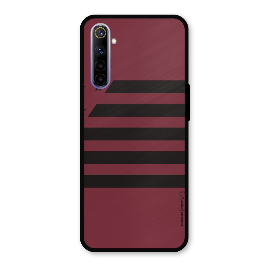 Maroon Star Striped Metal Back Case for Realme 6