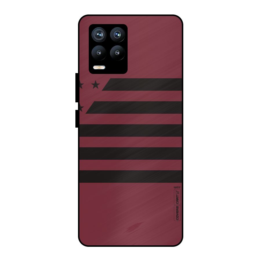 Maroon Star Striped Metal Back Case for Realme 8 Pro