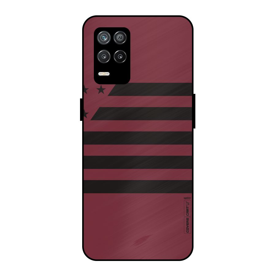 Maroon Star Striped Metal Back Case for Realme 8s 5G