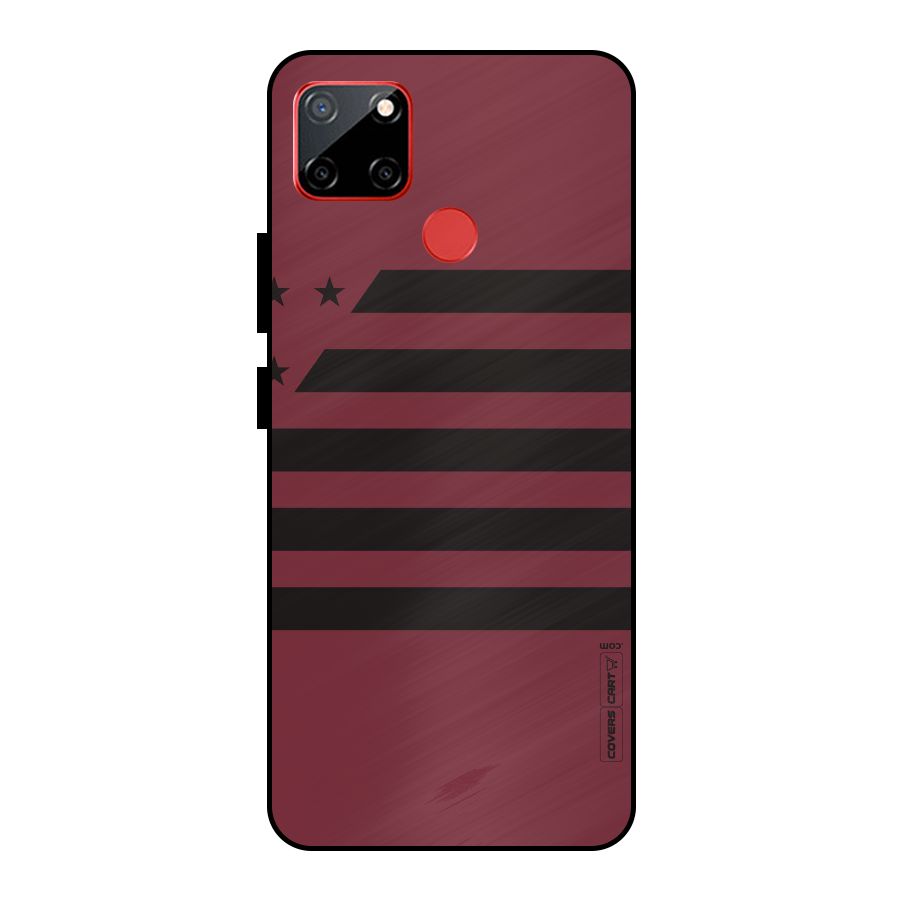 Maroon Star Striped Metal Back Case for Realme C12