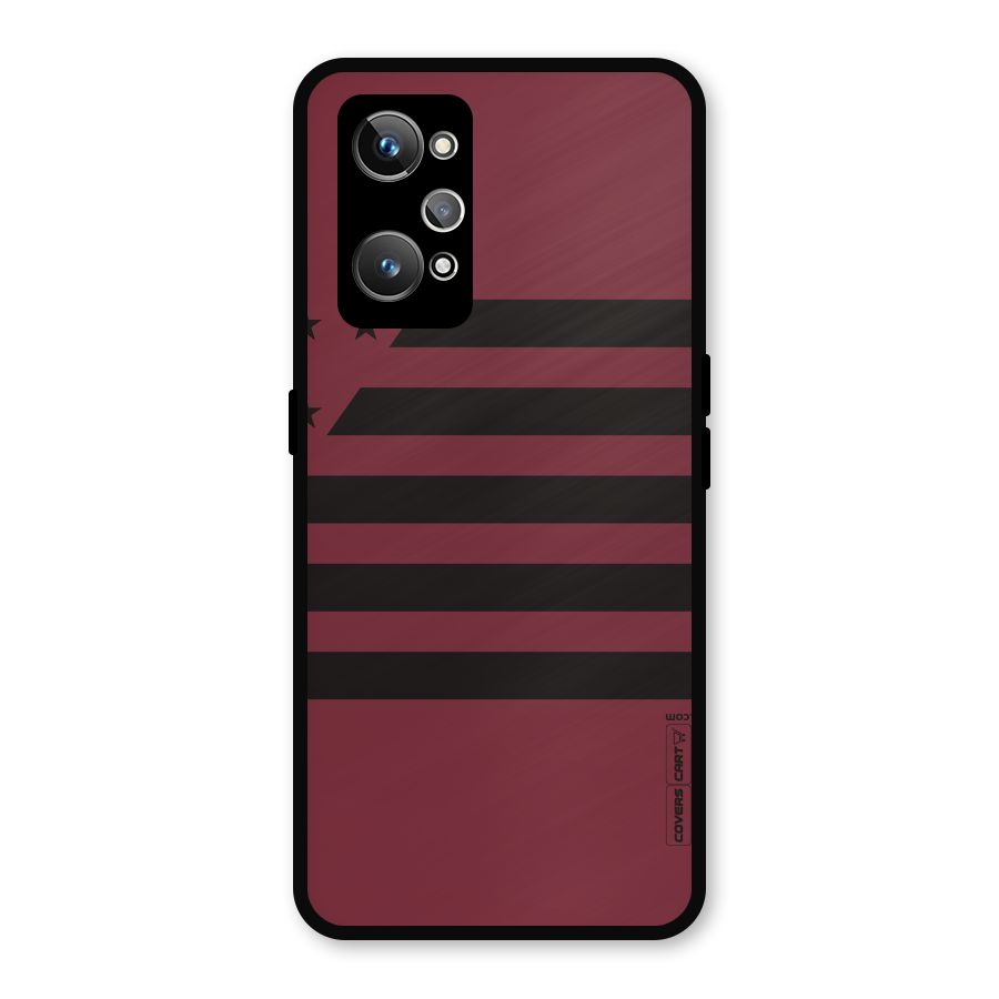 Maroon Star Striped Metal Back Case for Realme GT 2