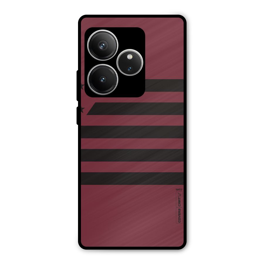 Maroon Star Striped Metal Back Case for Realme GT 6