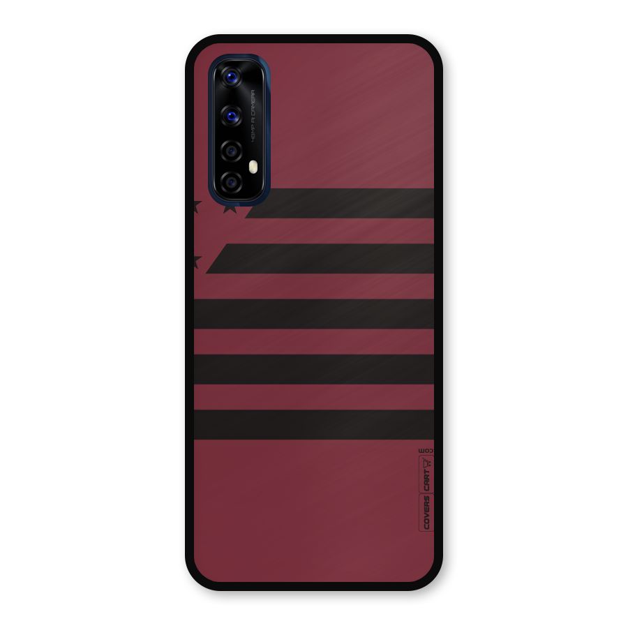 Maroon Star Striped Metal Back Case for Realme Narzo 20 Pro