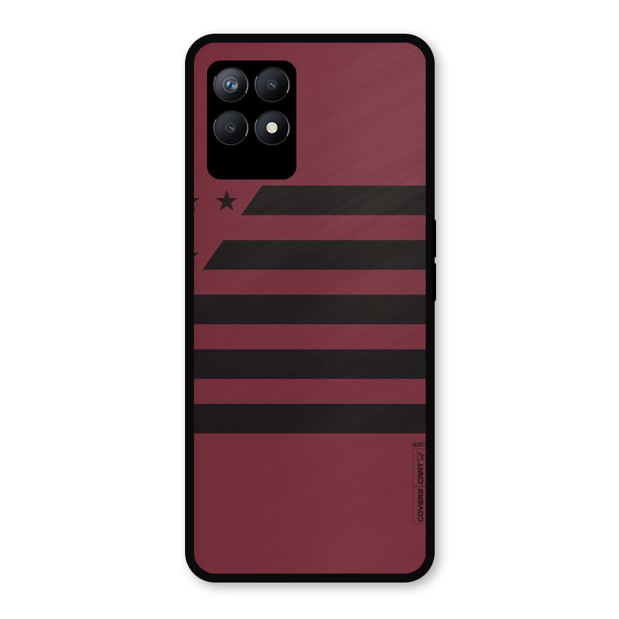 Maroon Star Striped Metal Back Case for Realme Narzo 50