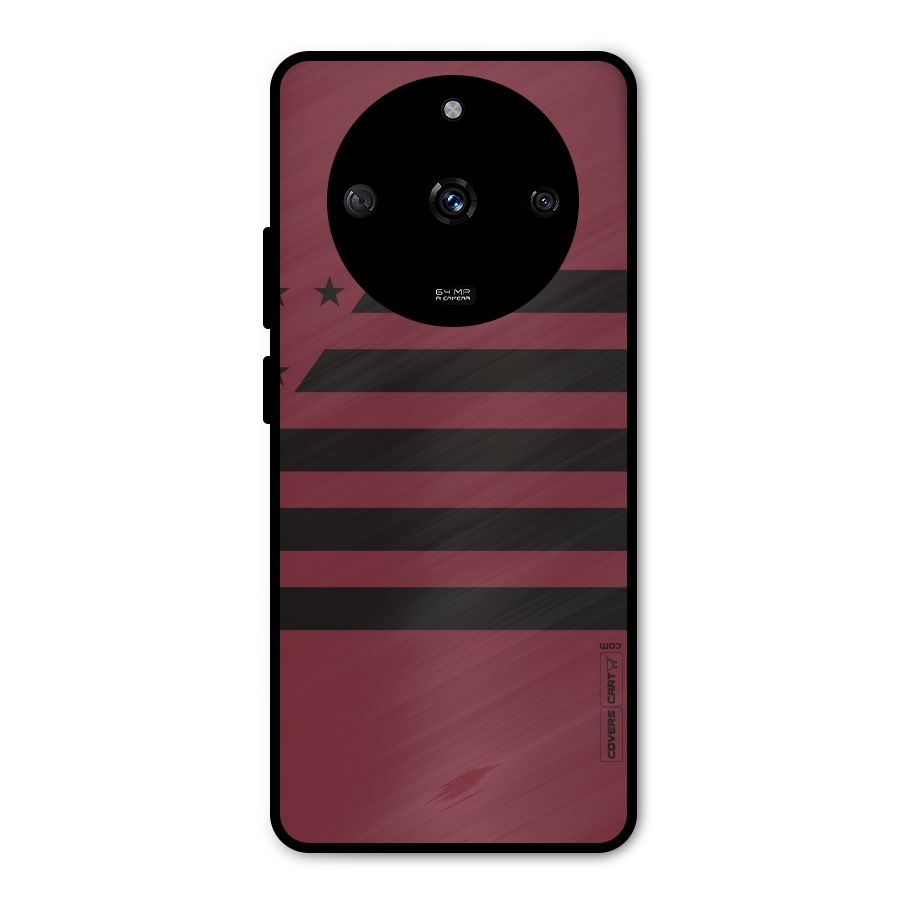Maroon Star Striped Metal Back Case for Realme Narzo 60 5G