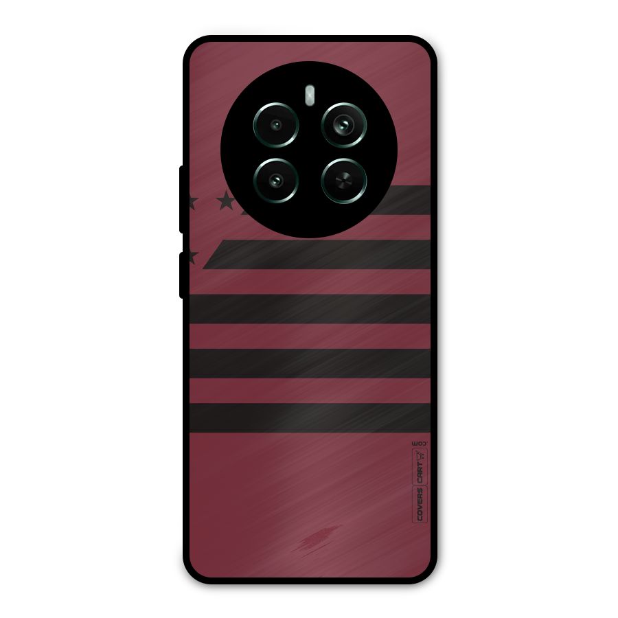 Maroon Star Striped Metal Back Case for Realme Narzo 70 Pro