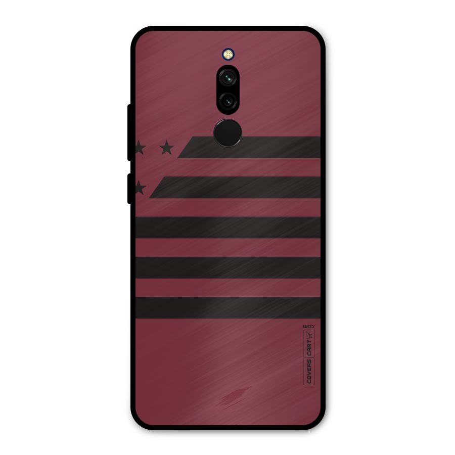 Maroon Star Striped Metal Back Case for Redmi 8