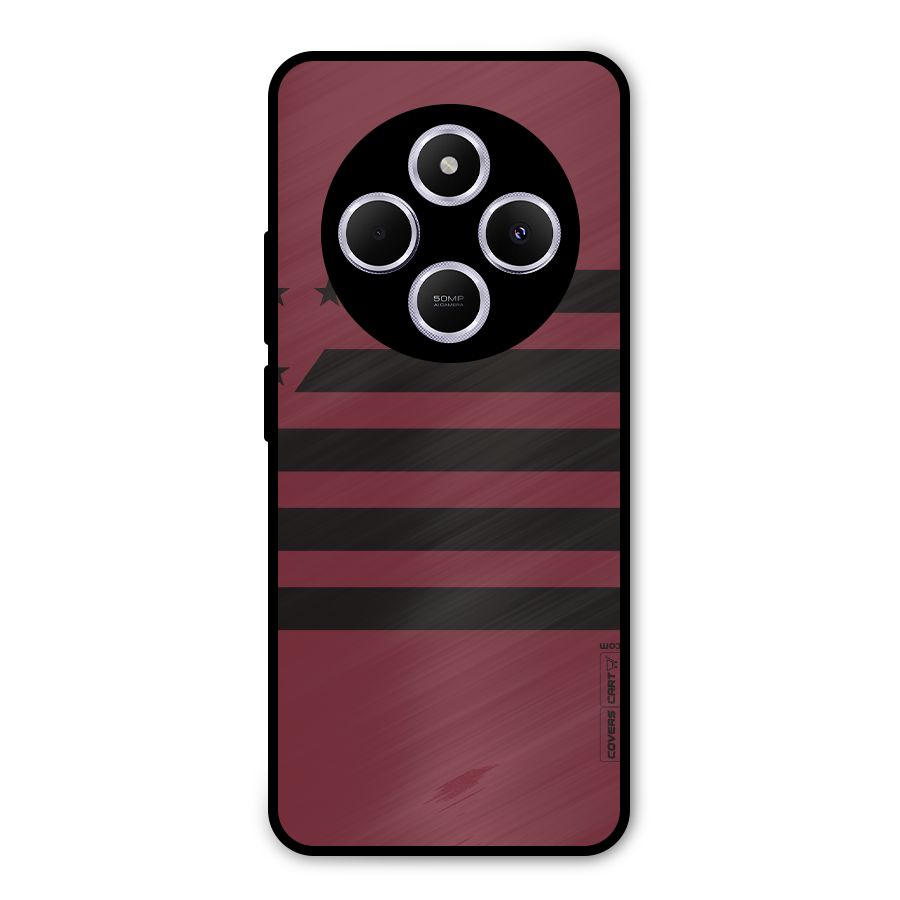 Maroon Star Striped Metal Back Case for Redmi A4