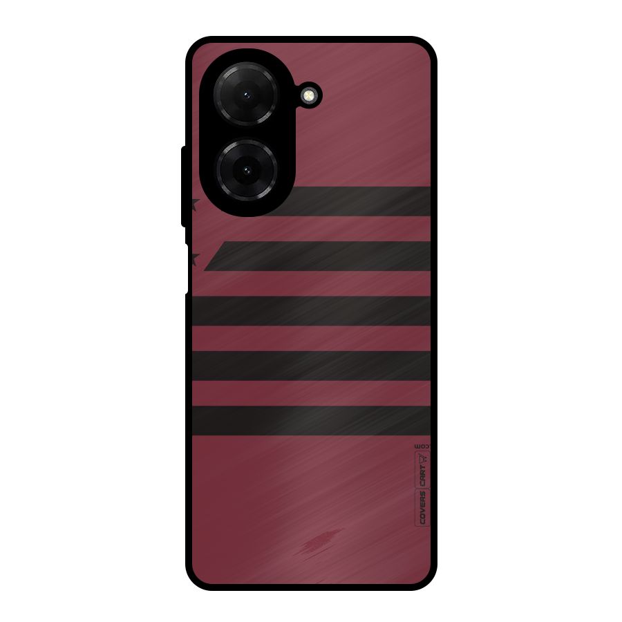 Maroon Star Striped Metal Back Case for Redmi A5 4G